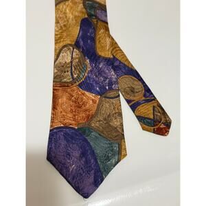 Vintage 90's Guy Laroche Men's Necktie - Abstract Purple Gold Pattern
